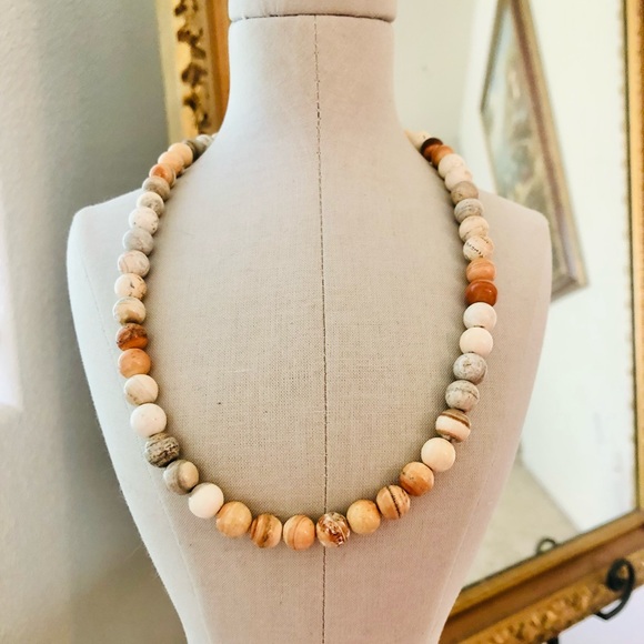Modern Vintage Jasper Stone Bead Necklace - Picture 2 of 12